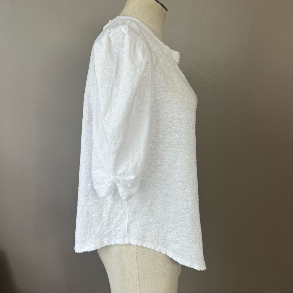 Free people women’s XS white puff sleeve textured T-shirt boxy blouse - Picture 11 of 11